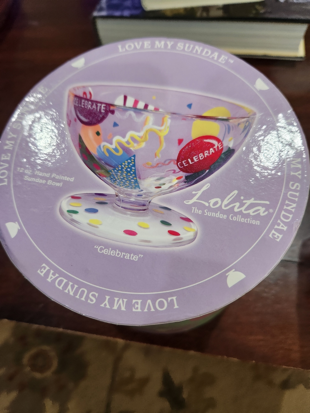 Lolita Purple Celebrate Hand-Painted Love My Sundae Bowl Multicolor Confetti